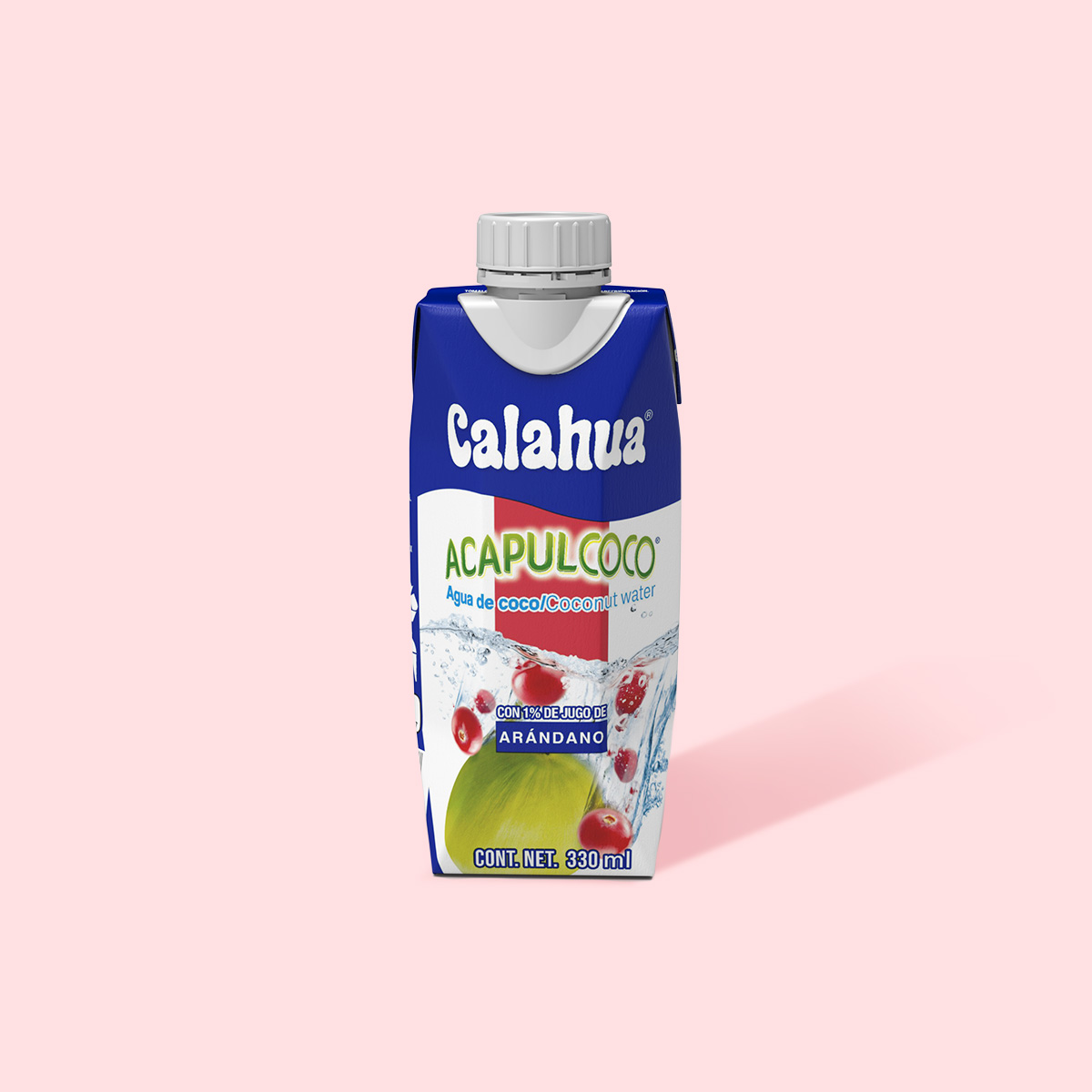 Agua de Coco con jugo de arándano, Tetra Prisma de 330 ml. frente