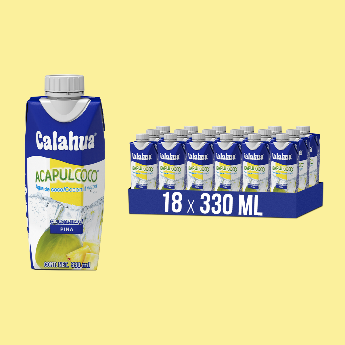 Agua de Coco con jugo de piña, Tetra Prisma  de 330 ml. 18